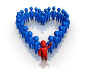 Heartshaped Crowd with Leader at the Head of it